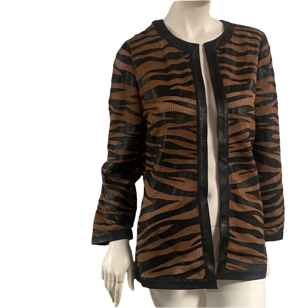 Chicos Brown and Black Striped Jacket